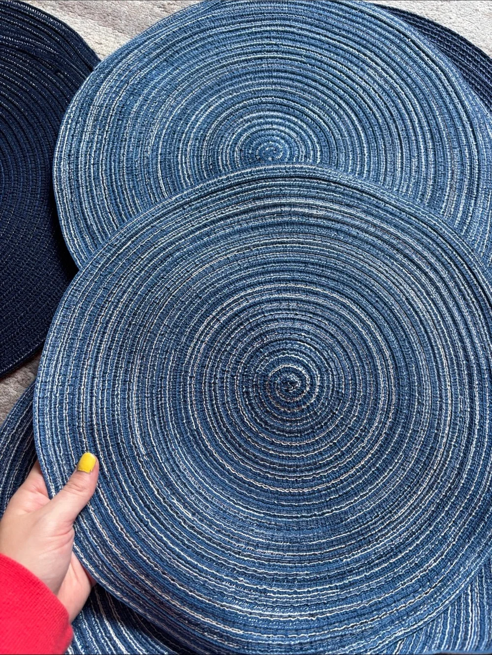 Blue Woven Round Placemats - All 12 included